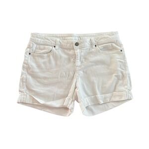 White Denim Cuffed Shorts Womens Size 10 Modern Fit Stretch Cotton Blend